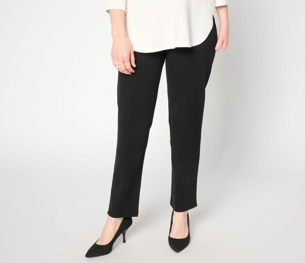 Susan Graver Size Petite XL Black Cotton Ponte Straight Leg Pant A708898 NWOT